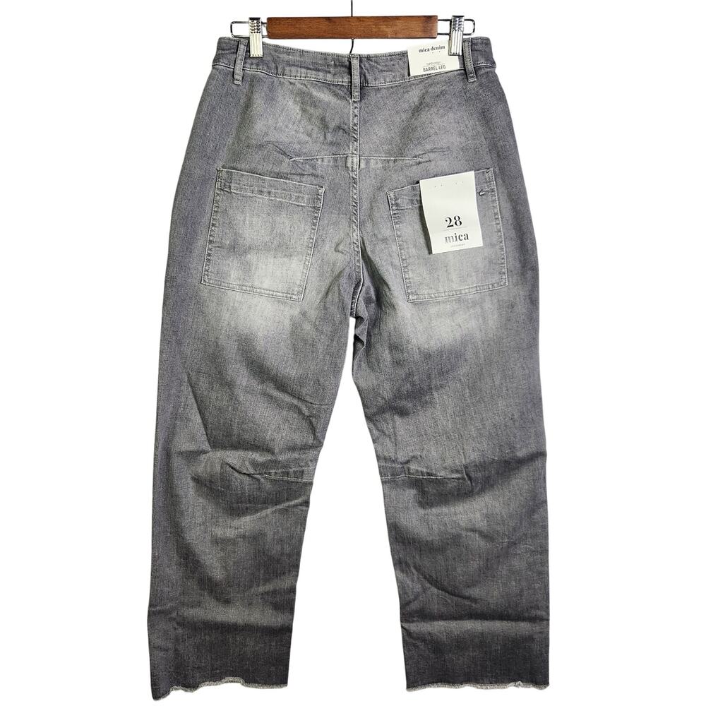 NWT Mica Denim Super High Barrel Wide Leg Ankle Jeans Grey Sz 28 Pockets Preppy - Picture 6 of 15